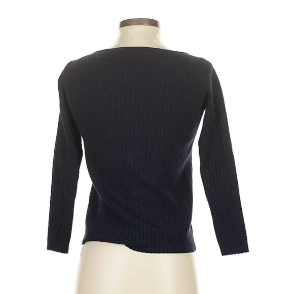 Everlane Luxe Wool Ribbed Boatneck, Navy (XS) - Picture 4 of 8